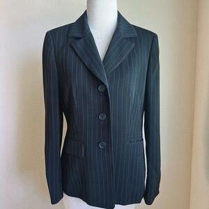 Kasper Women's Pinstripe Blazer in Dark Green